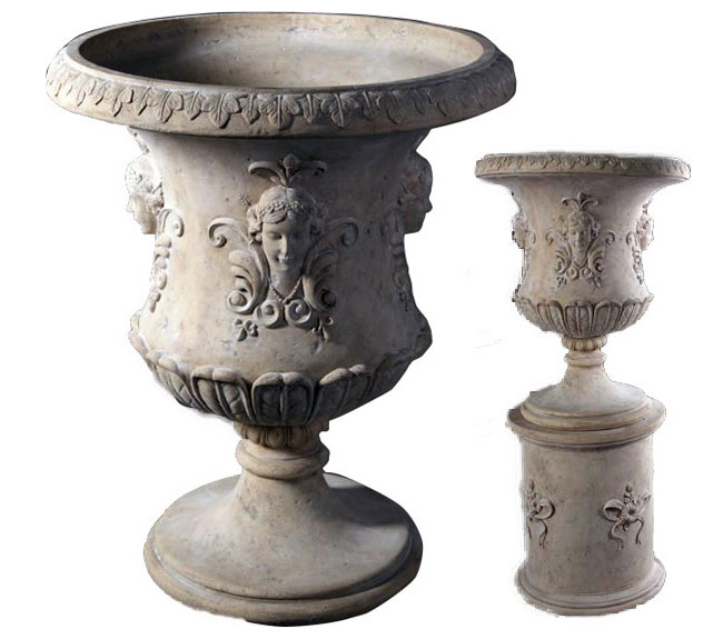 Floral Urn (Base not Included) / Fiberglass / Roman Stone Finish - Click Image to Close