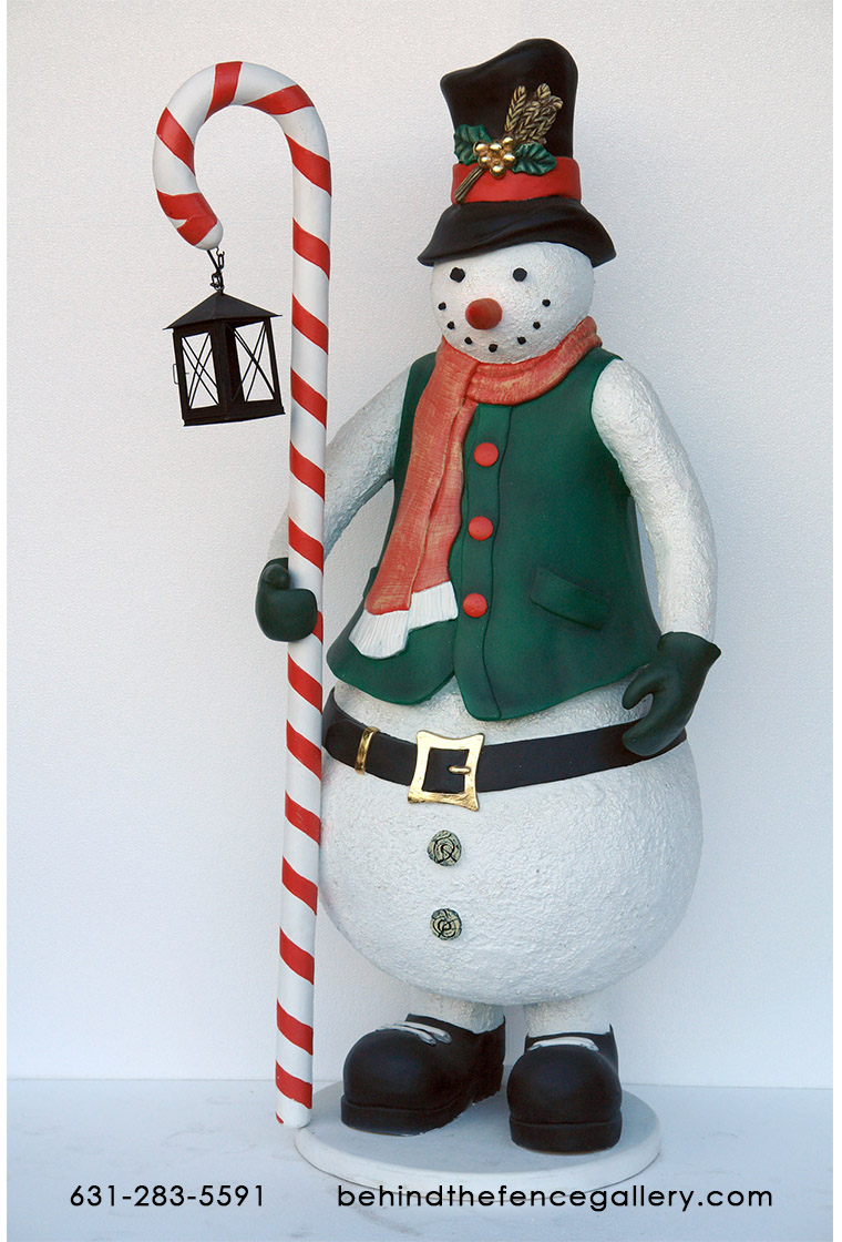 Snowman Statue with Lantern