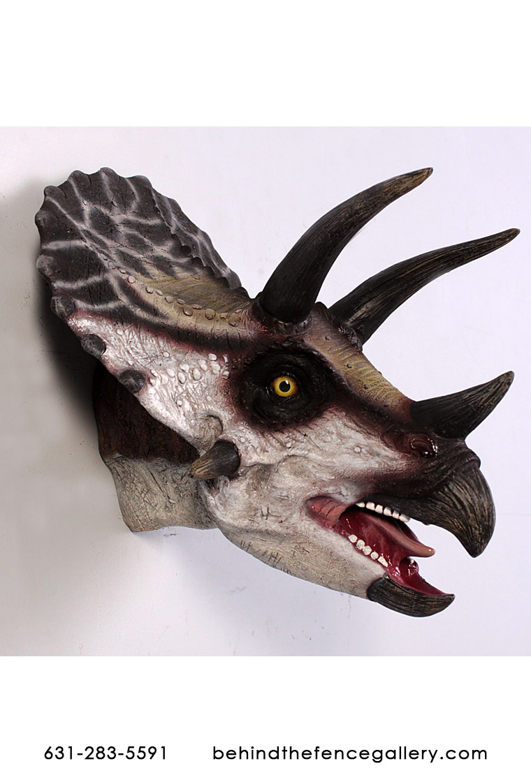 Triceratops Dinosaur Head Wall Mount Statue